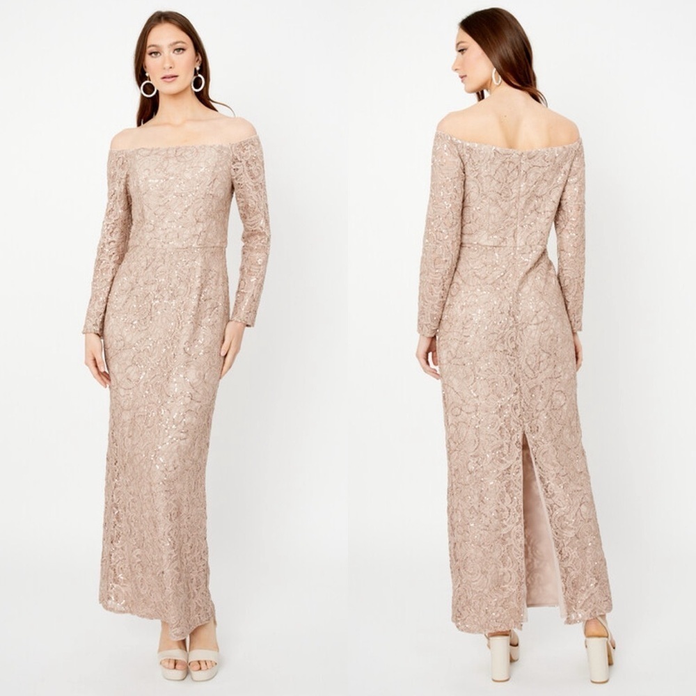 Alex Evenings Elegant Floral Off-shoulder Dress